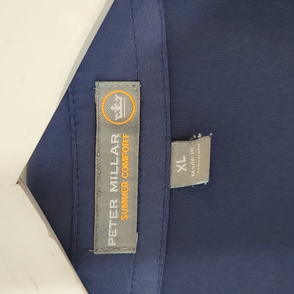 Peter Millar Summer Comfort dark purple golf shirt compass fleur de lis logo XL - Picture 4 of 7